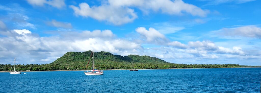 Sailboats at anchor in Nuiatoputapu Tonga