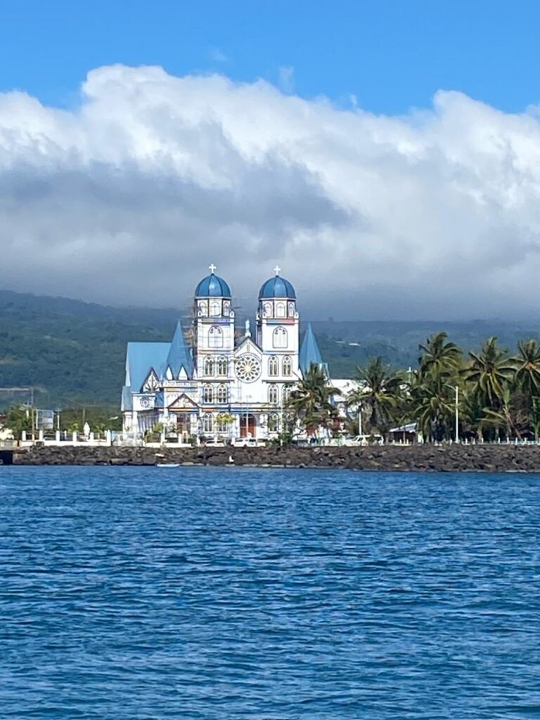 Our first site in Apia Harbor as we approached the anchorage.